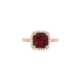 14K Yellow Gold Garnet And Diamond Halo Ring
