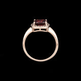 14K Yellow Gold Garnet And Diamond Halo Ring