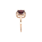 14K Yellow Gold Garnet And Diamond Halo Ring