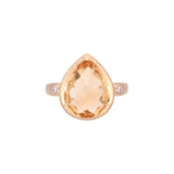 14K Yellow Gold Citrine And Diamond Accent Ring