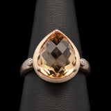 14K Yellow Gold Citrine And Diamond Accent Ring