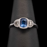 Platinum Three Stone Sapphire And Diamond Ring