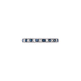 18K White Gold Sapphire And Diamond Channel Set Half Eternity Band With Milgrain Edge