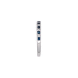 18K White Gold Sapphire And Diamond Channel Set Half Eternity Band With Milgrain Edge