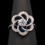 18K White Gold Sapphire And Diamond Flower Ring
