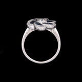 18K White Gold Sapphire And Diamond Flower Ring