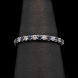 18K White Gold Sapphire and Diamond Shared Prong Band