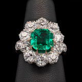 Platinum And 18K Yellow Gold Victorian Colombian Emerald And Diamond Ring
