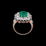 Platinum And 18K Yellow Gold Victorian Colombian Emerald And Diamond Ring