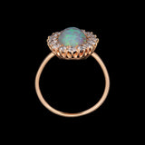 18K Yellow Gold Tiffany & Co. Oval Opal And Diamond Halo Ring