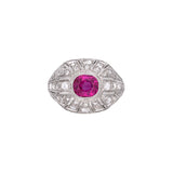 Platinum Art Deco Burma Ruby And Diamond Chased Engagement Ring