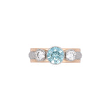 Platinum And 18K Yellow Gold Bezel Set Blue And White Diamond Ring