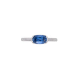 Platinum Oval Ceylon Sapphire Half Bezel Set Ring