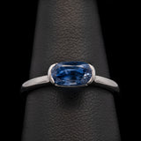 Platinum Oval Ceylon Sapphire Half Bezel Set Ring