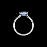 Platinum Oval Ceylon Sapphire Half Bezel Set Ring