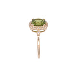14K Yellow Gold Peridot And Diamond Halo Ring