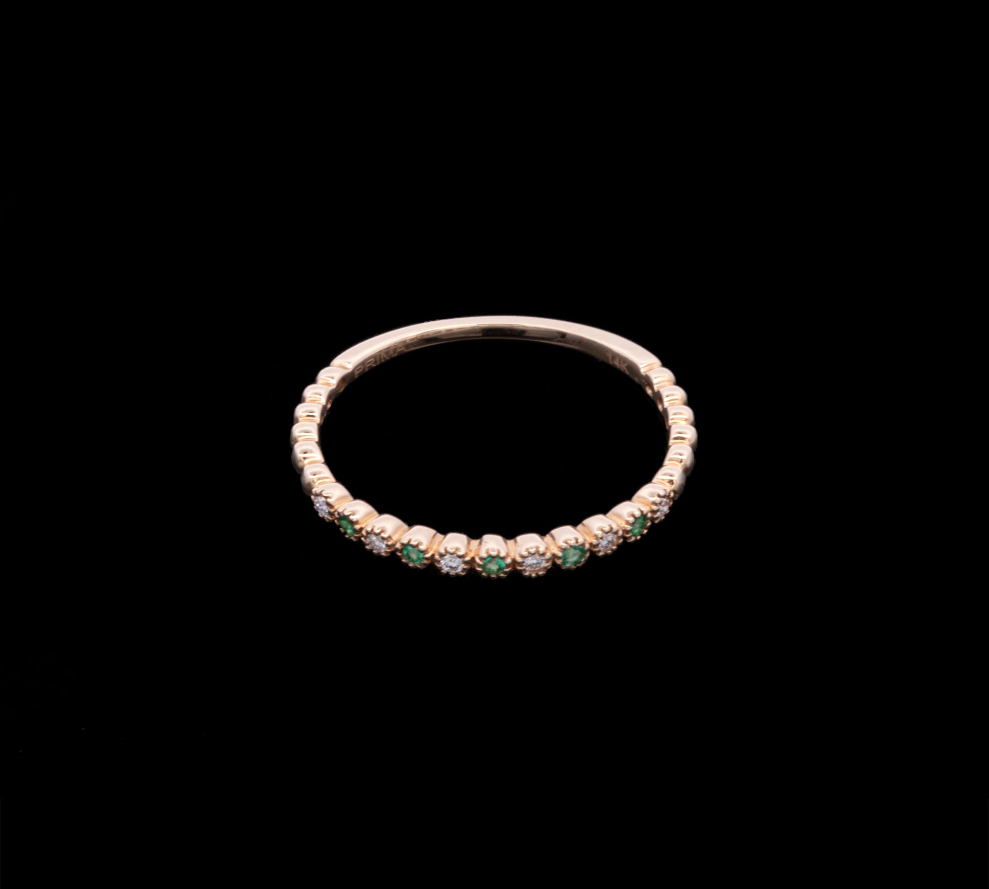 14K Yellow Gold Emerald And Diamond Band