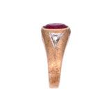 10K Yellow Gold Synthetic Ruby And Diamond Men's Rings