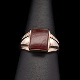 14K Yellow Gold Bezel Set Square Carnelian Ring