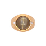 18K Yellow Gold Chrysoberyl Cats Eye And Diamond Ring