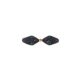 14K Yellow Gold Pave Black Diamond and Emerald Snake Ring