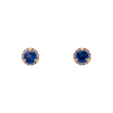 14K Yellow Gold Ceylon Blue 0.63ctw Sapphire And Diamond Halo Stud Earrings