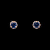 14K Yellow Gold Ceylon Blue 0.63ctw Sapphire And Diamond Halo Stud Earrings