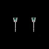 14K White Gold 0.61ctw Emerald Stud Earrings