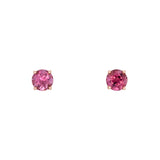 14K Yellow Gold Pink Tourmaline Stud Earrings, 6mm