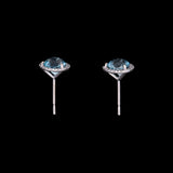 14K White Gold 1.57ctw Aquamarine And Diamond Halo Stud Earrings