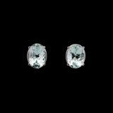 14K White Gold 4.87ctw Oval Greenish Blue Beryl Stud Earrings