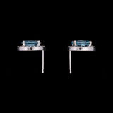 14K White Gold 1.99ctw Oval Aquamarine And Diamond Halo Stud Earrings