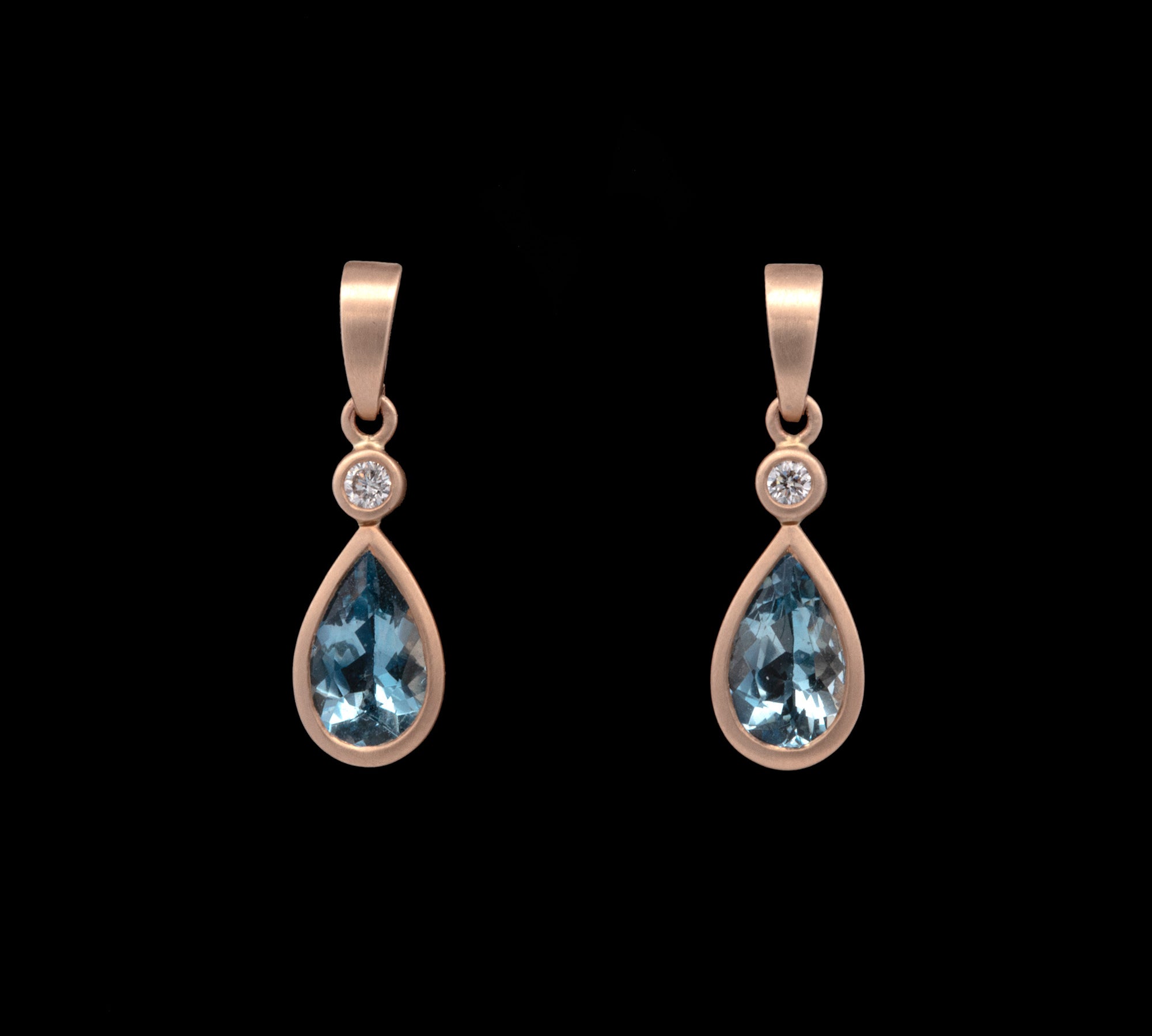 14K Yellow Gold Aquamarine And Diamond Drop Earrings