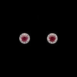 14K White Gold 0.62ctw Ruby Halo Stud Earrings