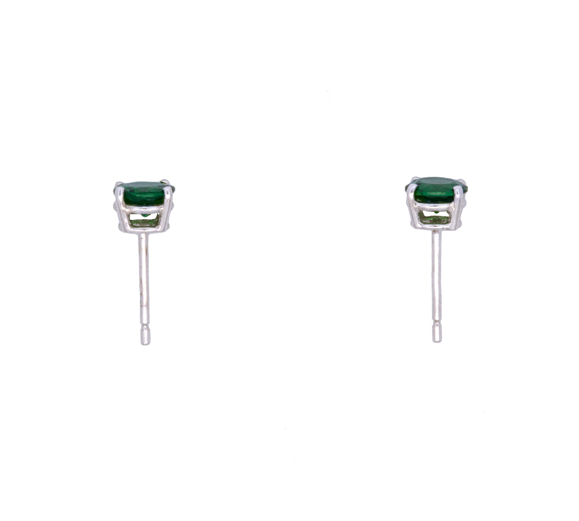 14K White Gold Tsavorite Garnet Stud Earrings With Friction Backs, 5mm