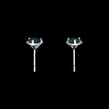14K White  Gold Green Tourmaline Stud Earrings With Diamond Halo