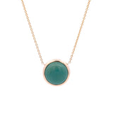 14K Yellow Gold Bezel Set Cabochon Turquoise Necklace, 18 Inches