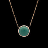 14K Yellow Gold Bezel Set Cabochon Turquoise Necklace, 18 Inches