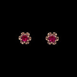 14K Yellow Gold Vintage Synthetic Ruby Stud Earrings