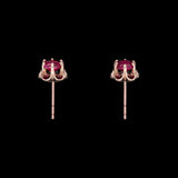 14K Yellow Gold Vintage Synthetic Ruby Stud Earrings