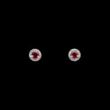 14K White Gold 0.34ctw Ruby And Diamond Halo Stud Earrings