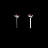 14K White Gold 0.34ctw Ruby And Diamond Halo Stud Earrings
