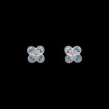 14K White Gold Four Stone Cluster Topaz And Diamond Stud Earrings