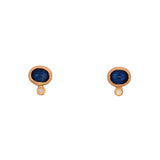 24K And 18K Yellow Gold Sapphire And Diamond Stud Earrings
