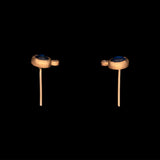 24K And 18K Yellow Gold Sapphire And Diamond Stud Earrings