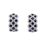 14K White Gold Sapphire And Diamond Earrings With Omega Back And Post
