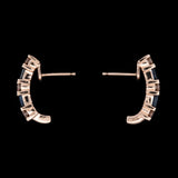 14K Yellow Gold Bar Set Diamond And Sapphire Earrings