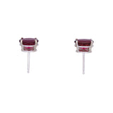 14K White Gold Oval Pink Tourmaline Stud Earrings With Friction Backs