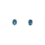 14K White Gold 1.08ctw Oval Aquamarine Stud Earrings