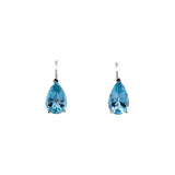 14K White Gold Pear Shape Aquamarine Drop Earrings With Leverbacks